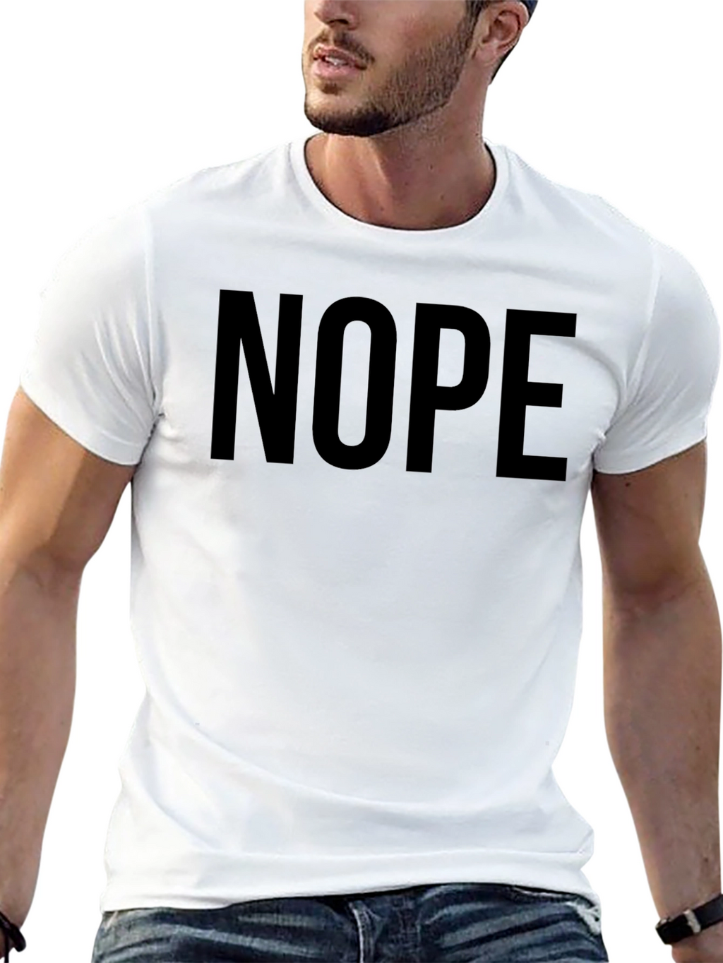 Nope Graphic Tee - Black Cotton Blend Crewneck