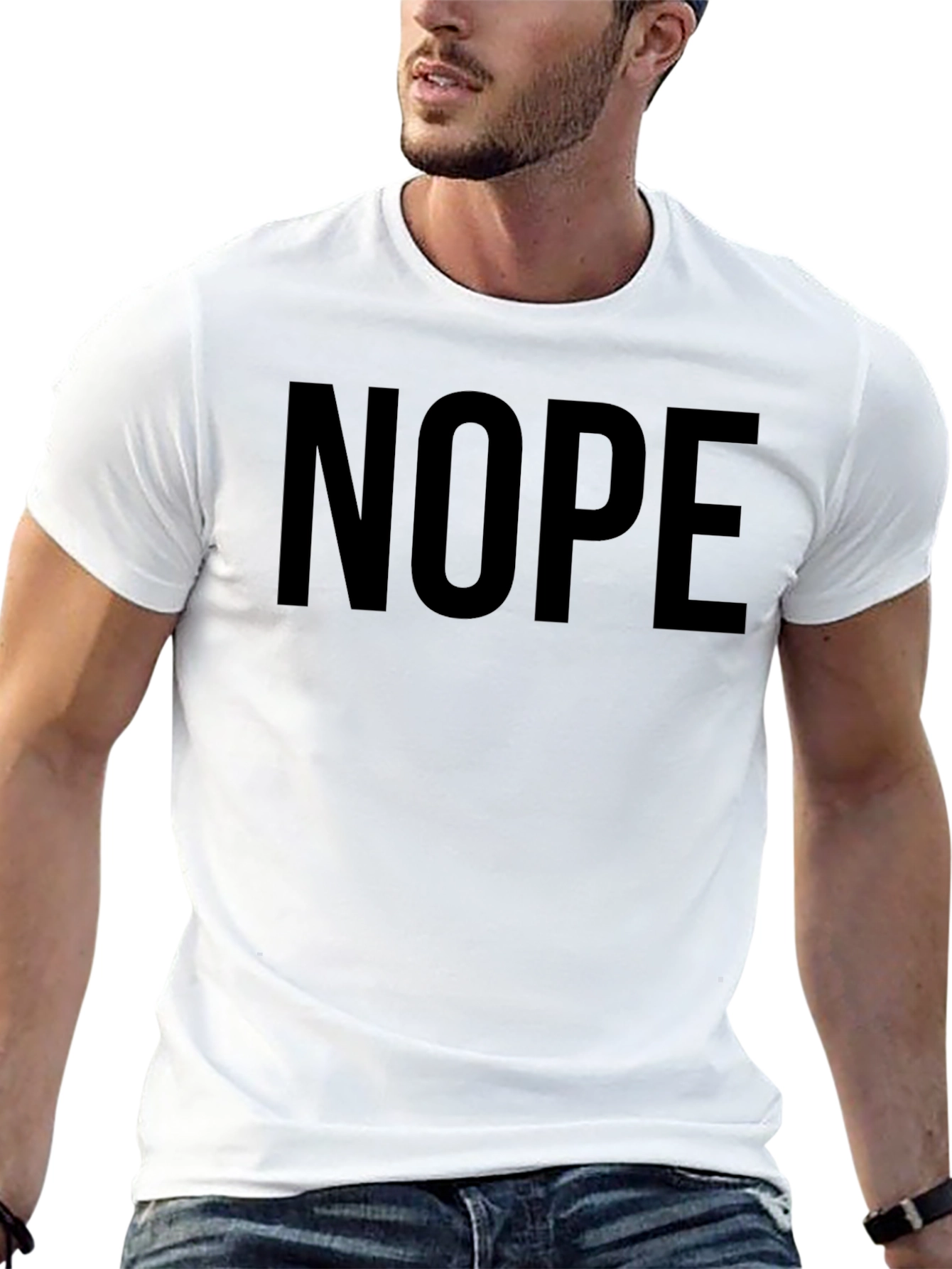 Nope Graphic Tee - Black Cotton Blend Crewneck