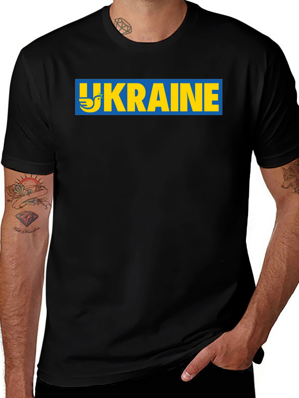 Ukraine Dove Peace T-Shirt - Black