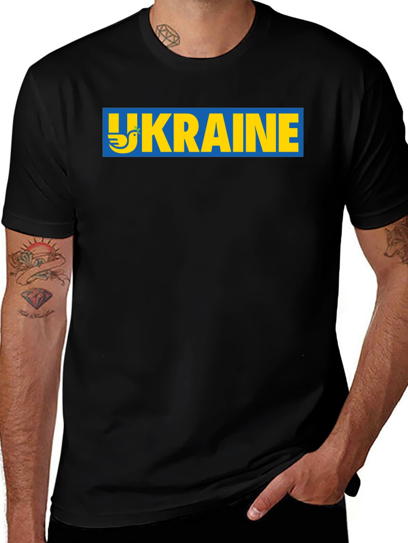 Ukraine Dove Peace T-Shirt - Black