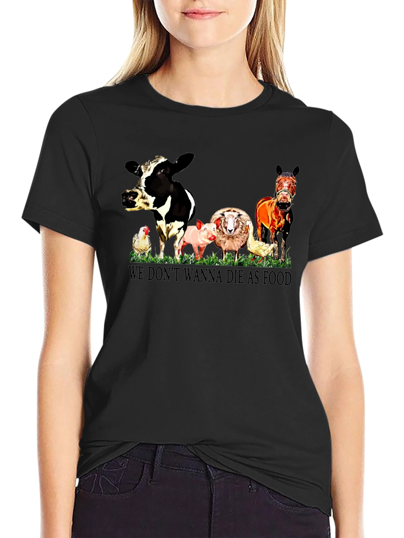 Vegan Animal Rights T-Shirt - We Dont Wanna Die as Food
