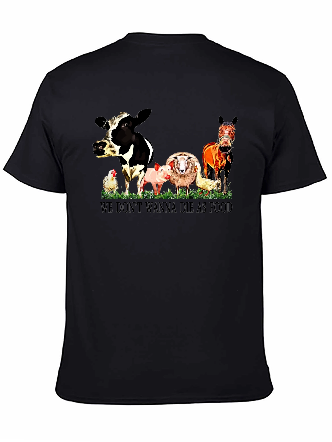 Vegan Animal Rights T-Shirt - We Dont Wanna Die as Food