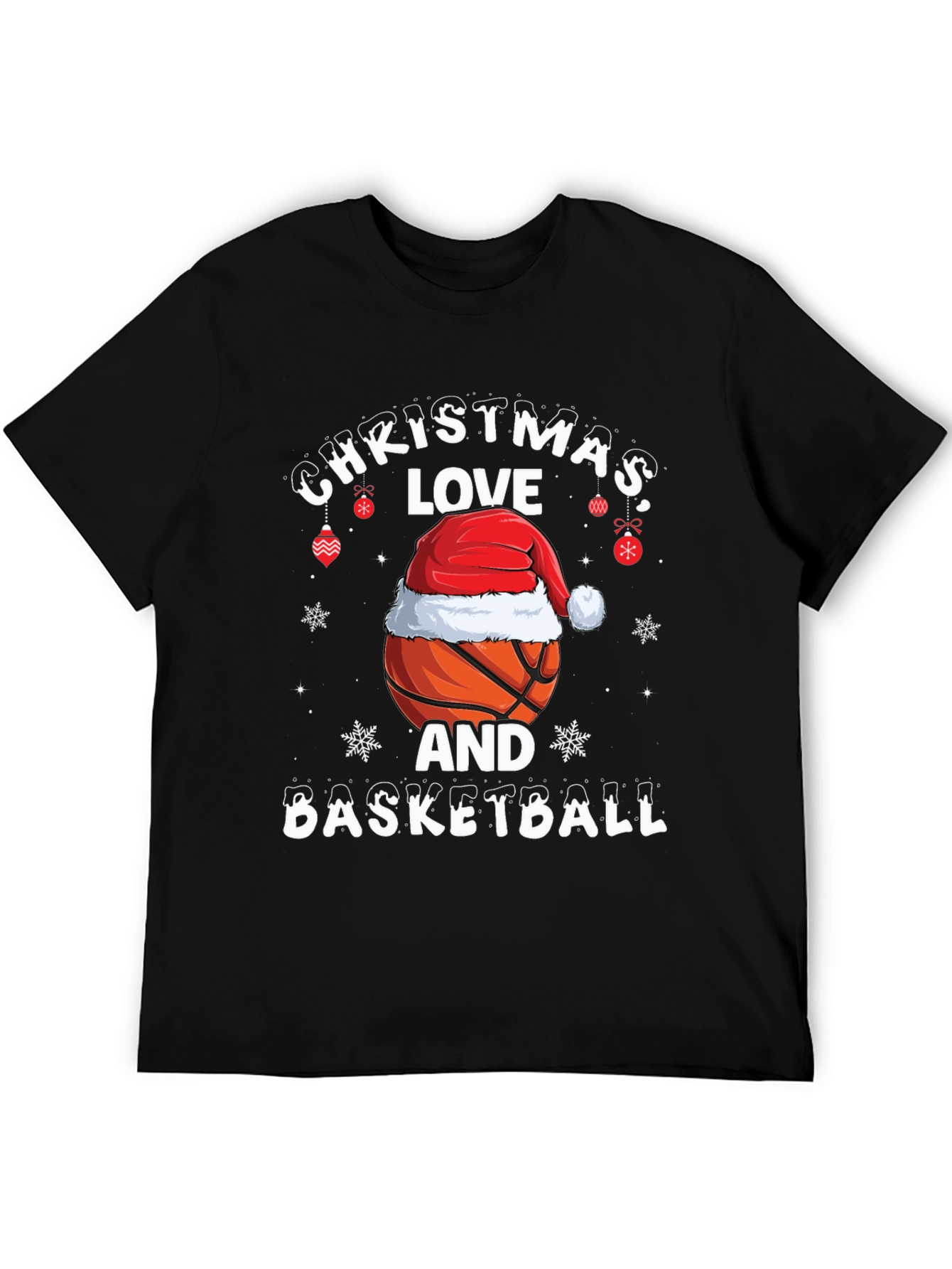 Christmas Love and Basketball Graphic T-Shirt