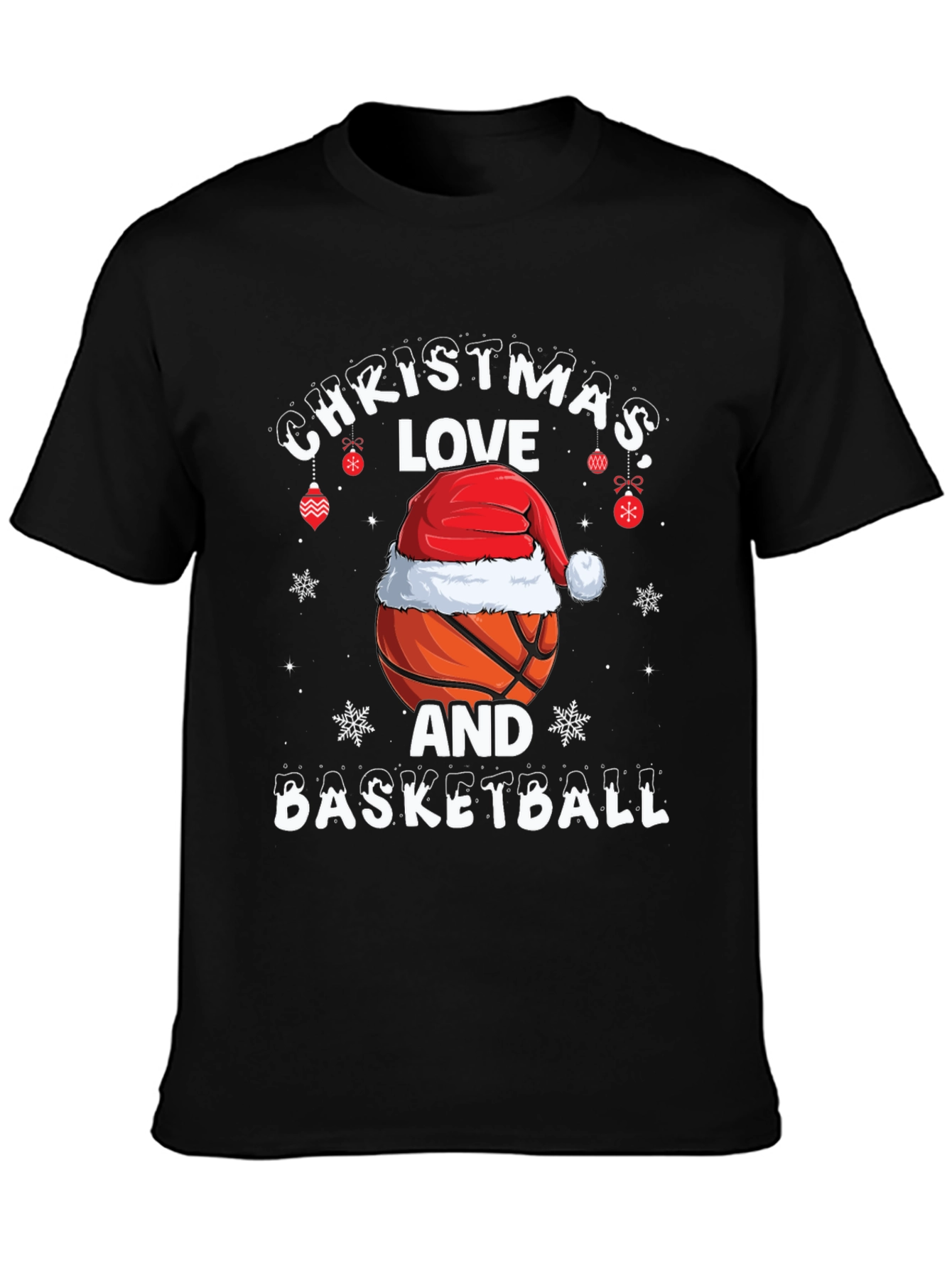 Christmas Love and Basketball Graphic T-Shirt