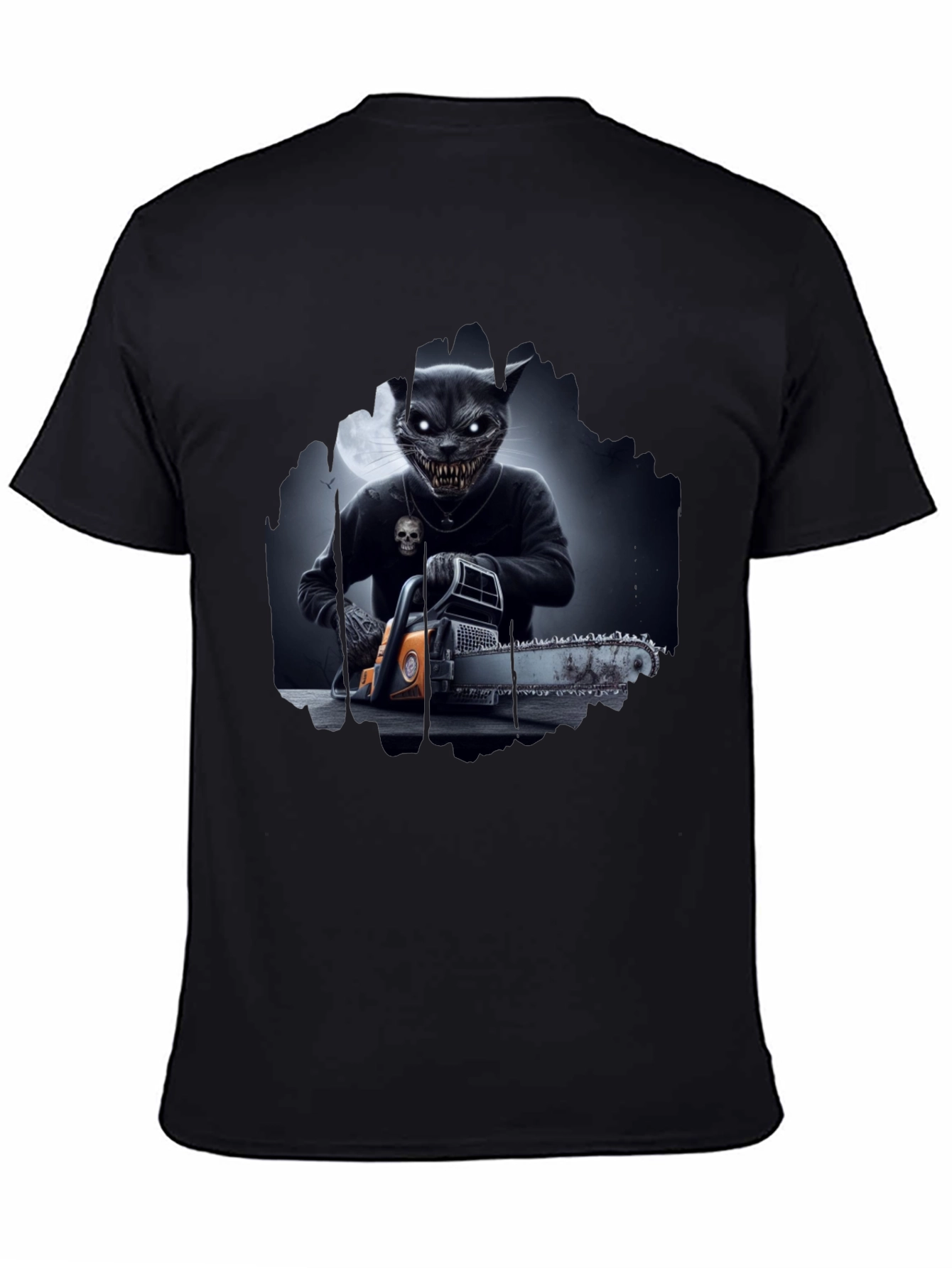 Creepy Cat Chainsaw T-Shirt