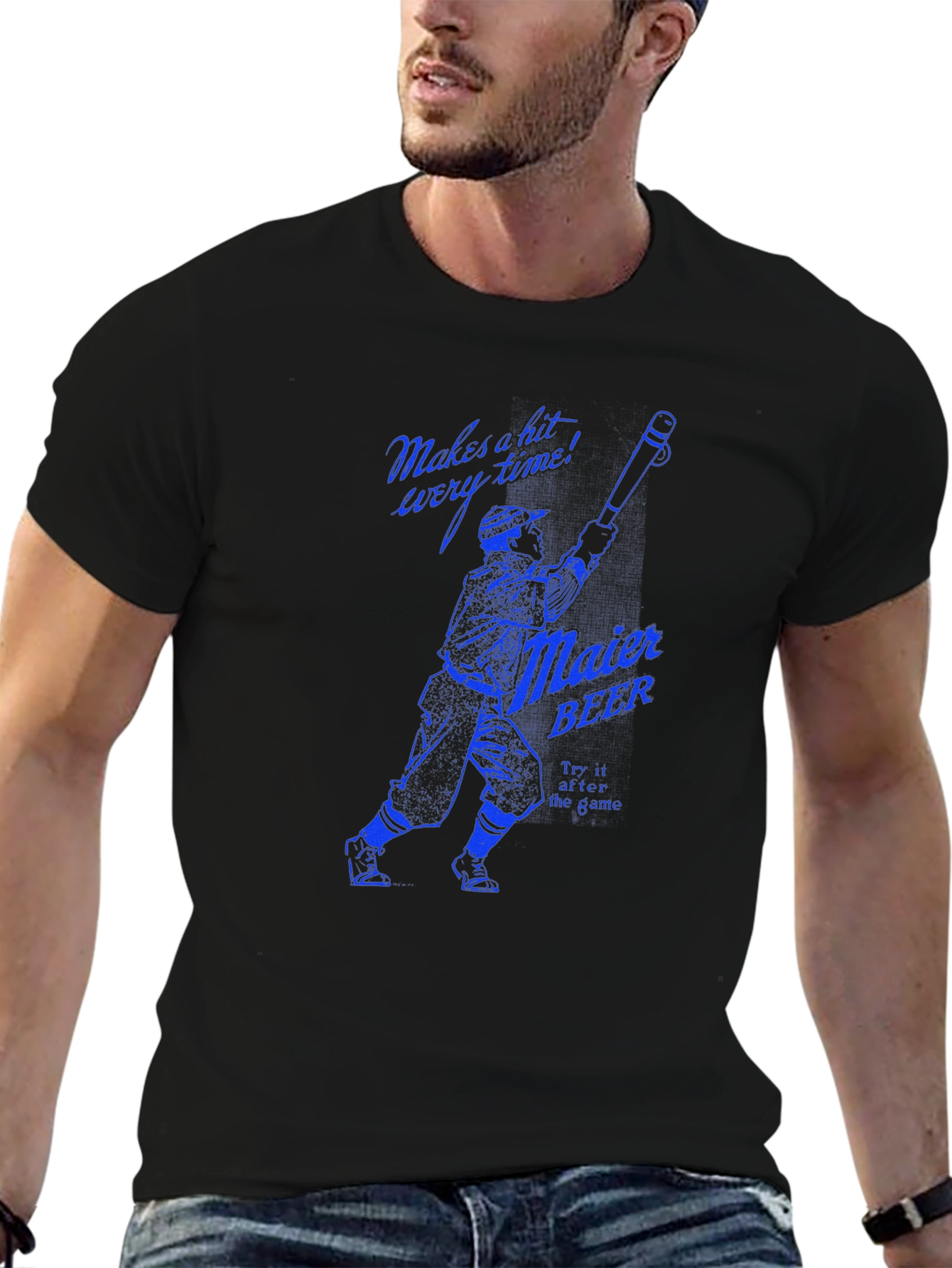 Maier Beer Baseball Graphic Tee - Black