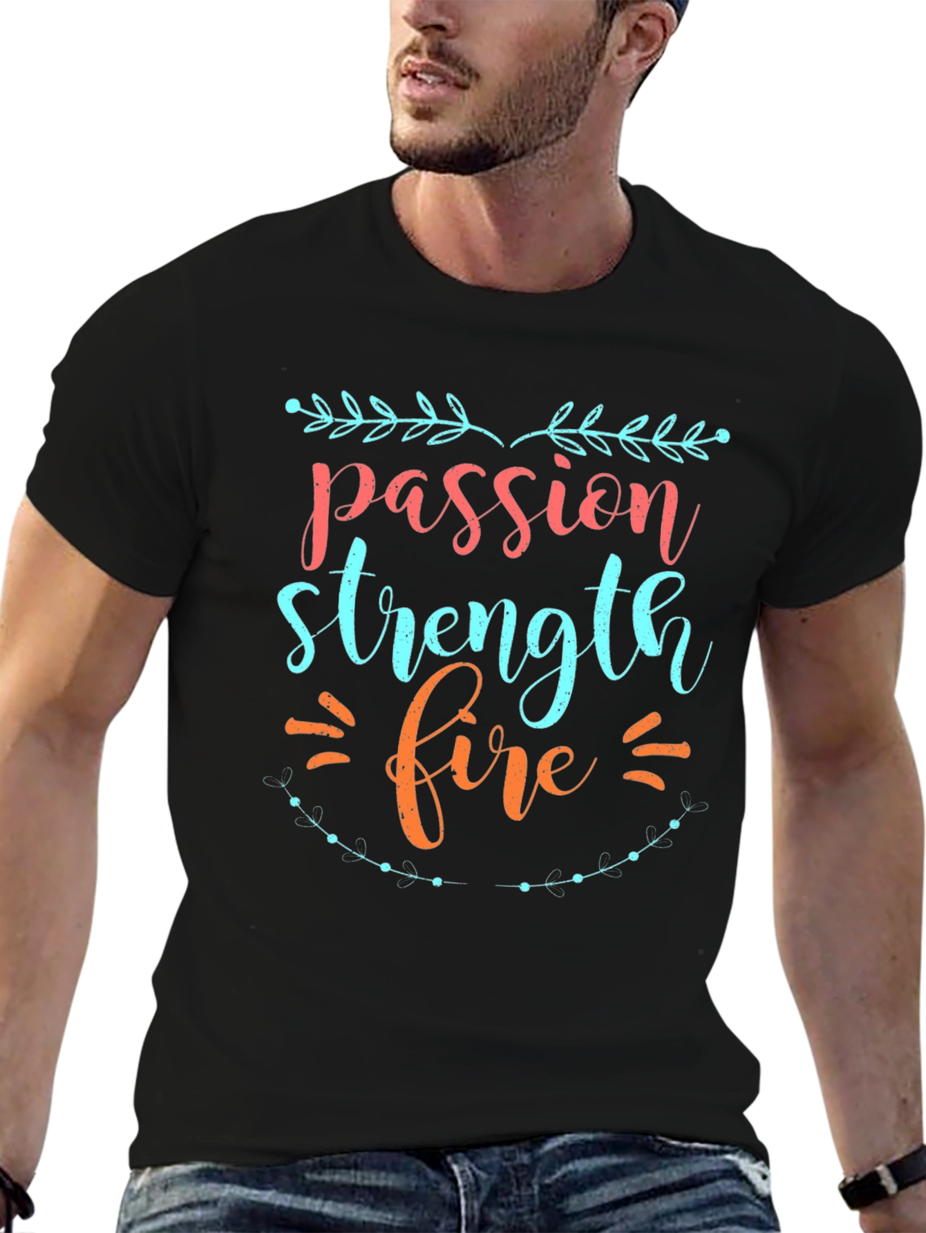 Passion Strength Fire Graphic Tee - Mens