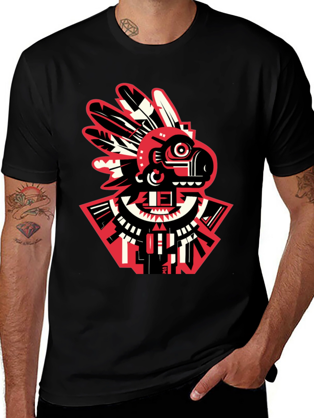 Aztec Bird Graphic T-Shirt - Modern Tribal Tee