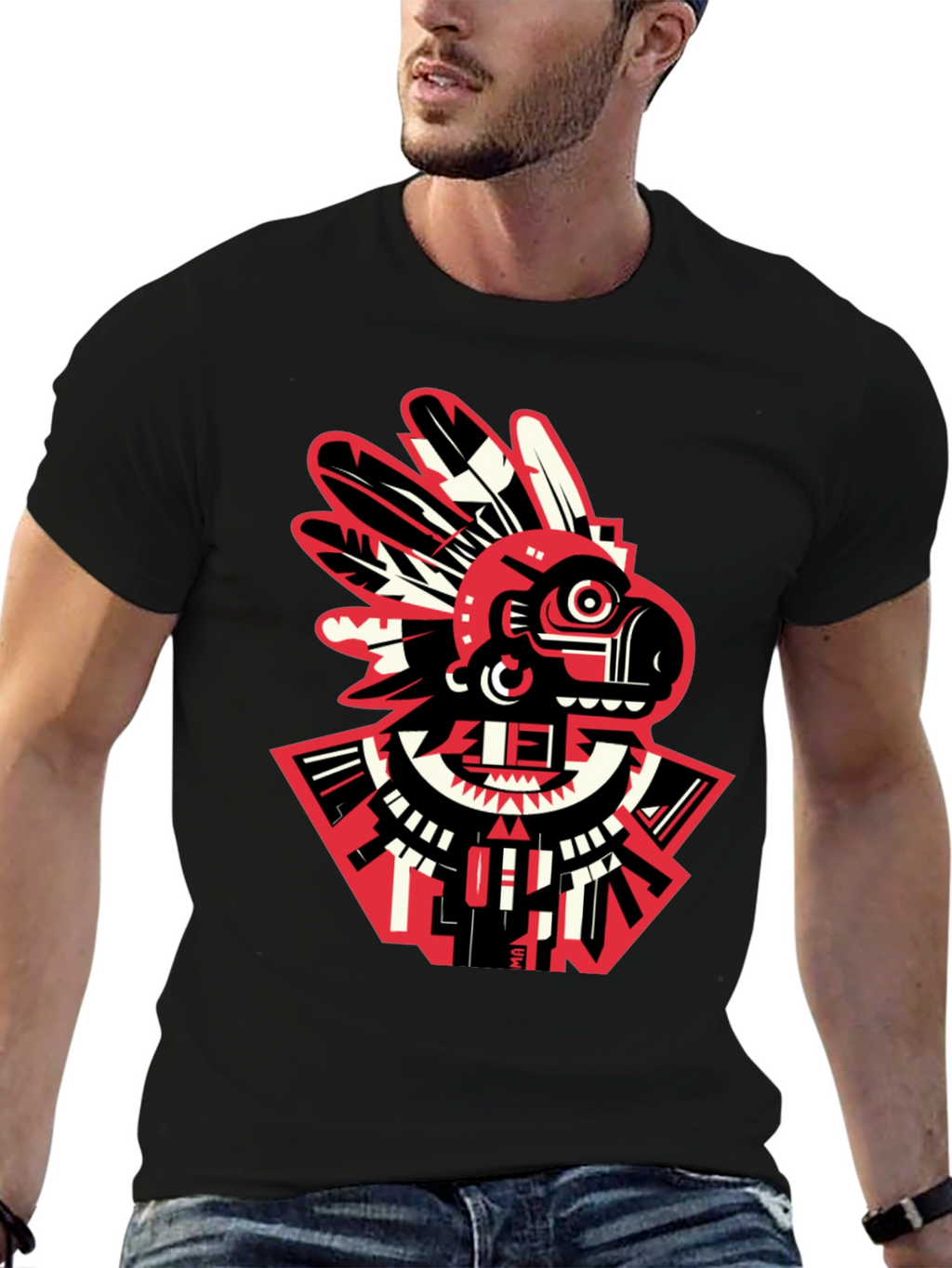 Aztec Bird Graphic T-Shirt - Modern Tribal Tee