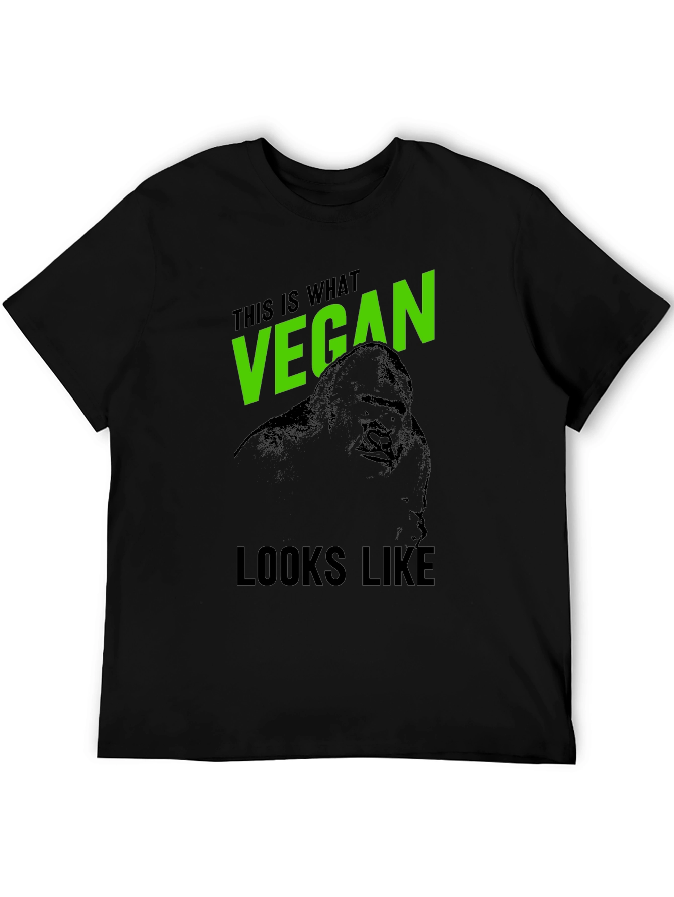 Vegan Gorilla Graphic T-Shirt - Black Crew Neck Tee