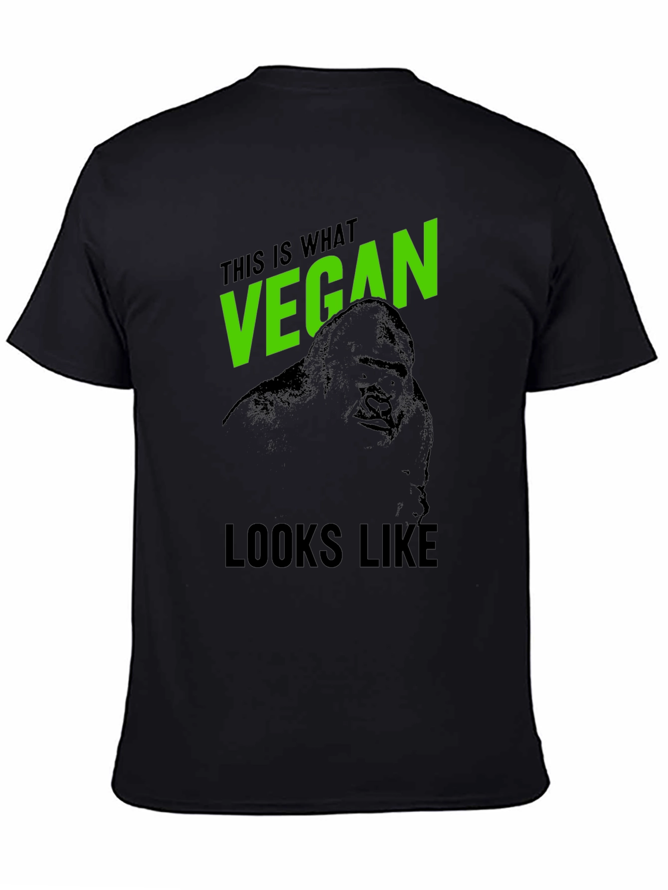 Vegan Gorilla Graphic T-Shirt - Black Crew Neck Tee