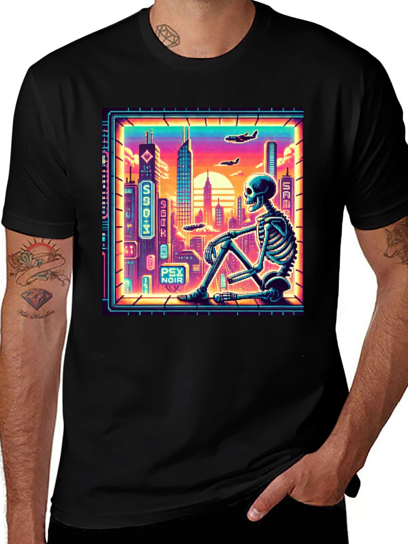 Retro Cyberpunk Skeleton T-Shirt