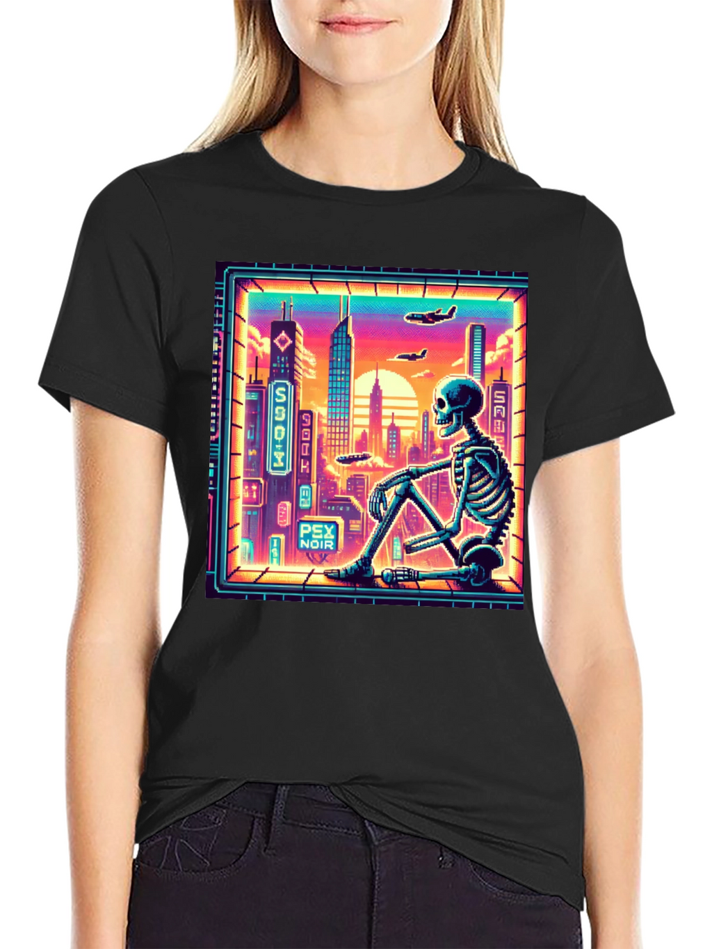 Retro Cyberpunk Skeleton T-Shirt