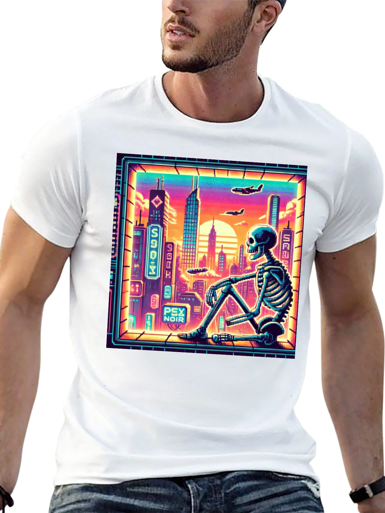 Retro Cyberpunk Skeleton T-Shirt