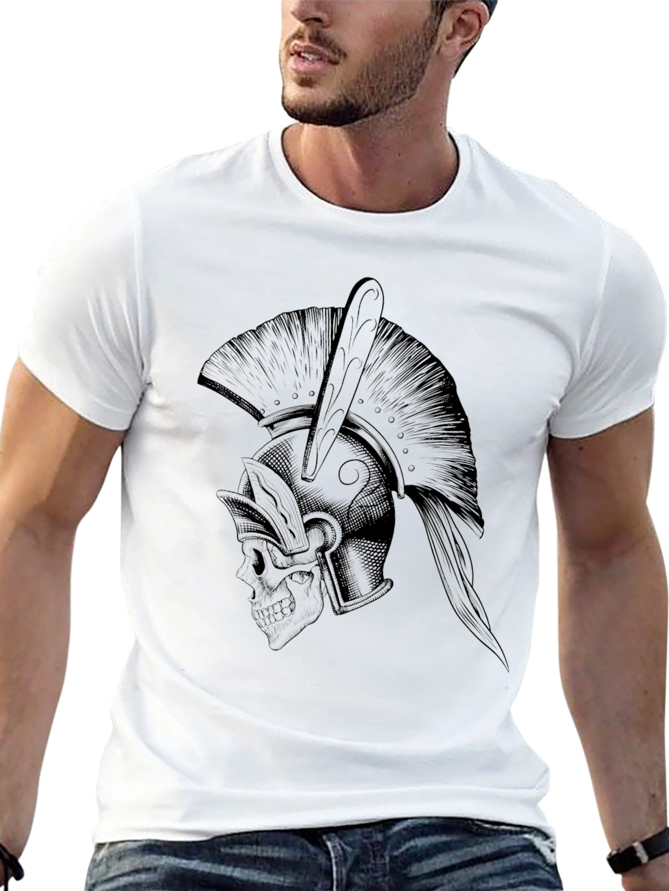 Spartan Skull Graphic Tee - Black