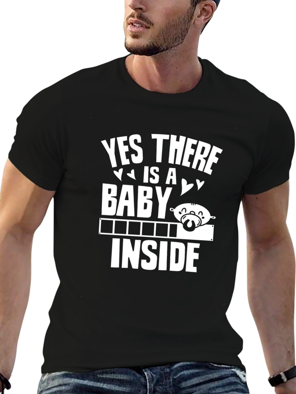 Yes There is a Baby Inside Black T-Shirt