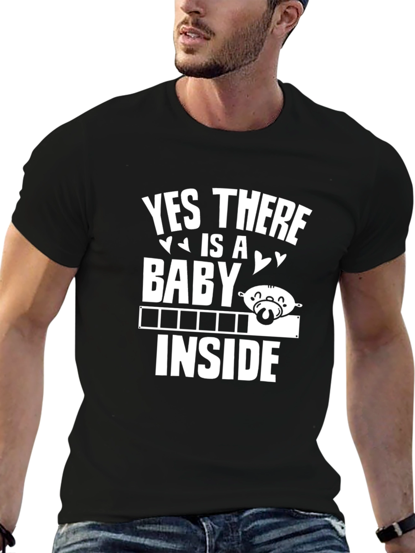 Yes There is a Baby Inside Black T-Shirt