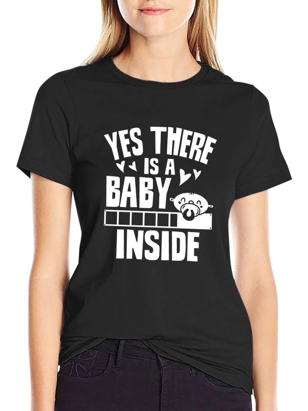 Yes There is a Baby Inside Black T-Shirt