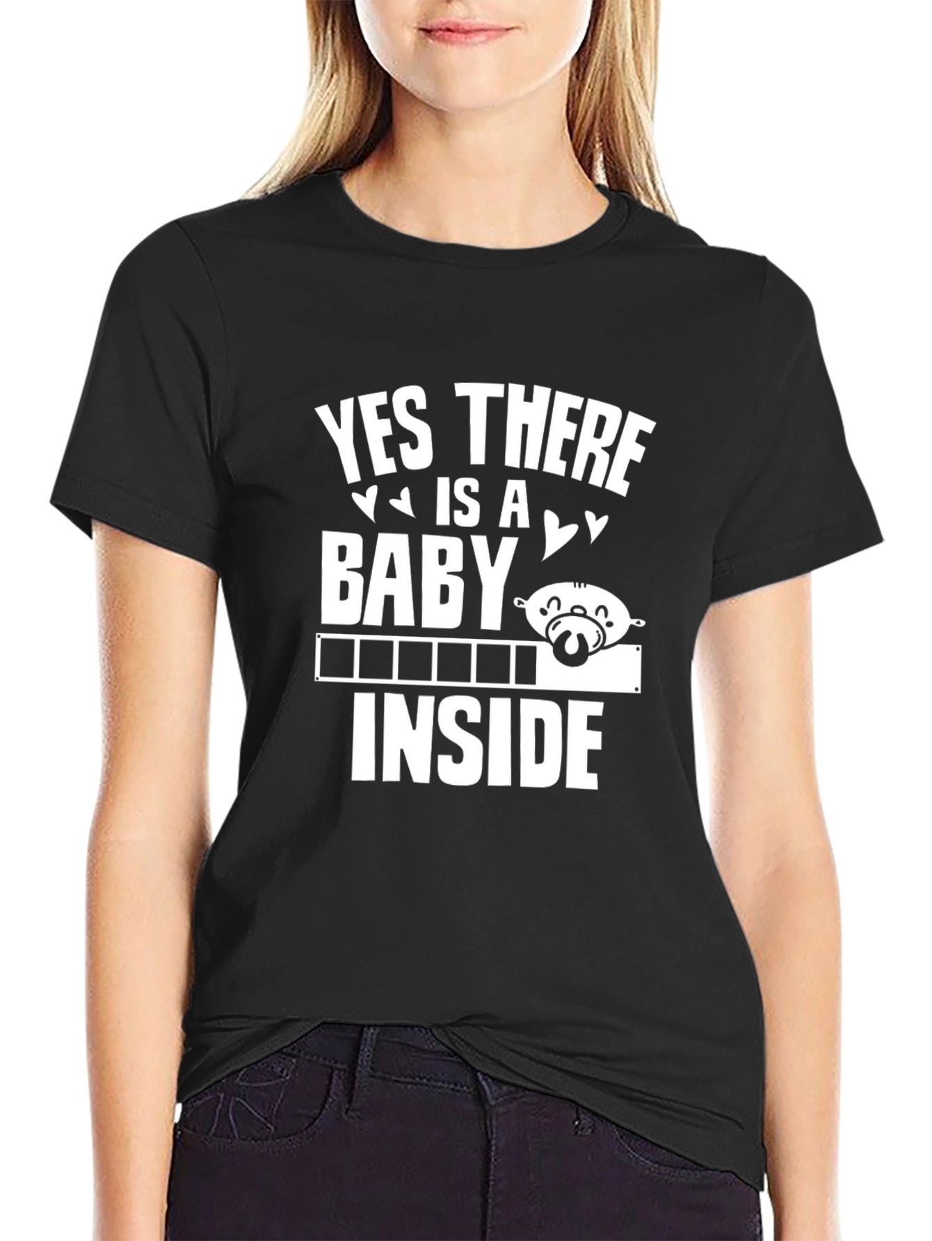 Yes There is a Baby Inside Black T-Shirt