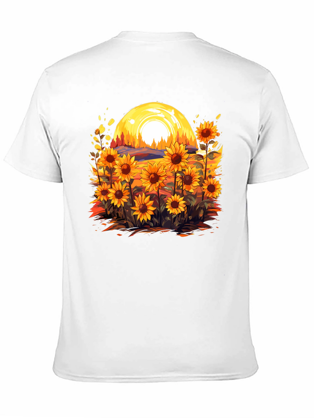 Sunflower Field Graphic Tee - Black Cotton Blend