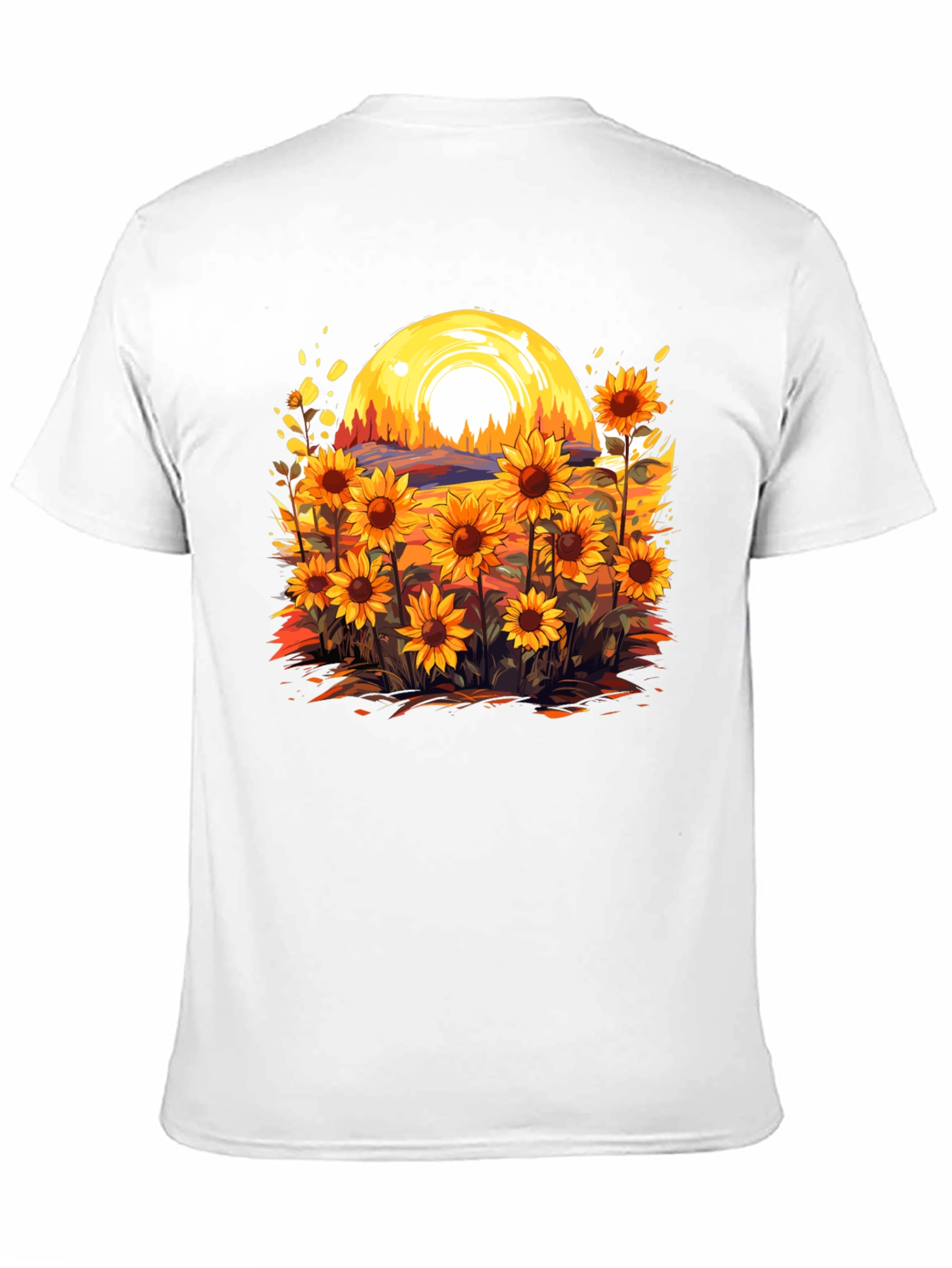 Sunflower Field Graphic Tee - Black Cotton Blend