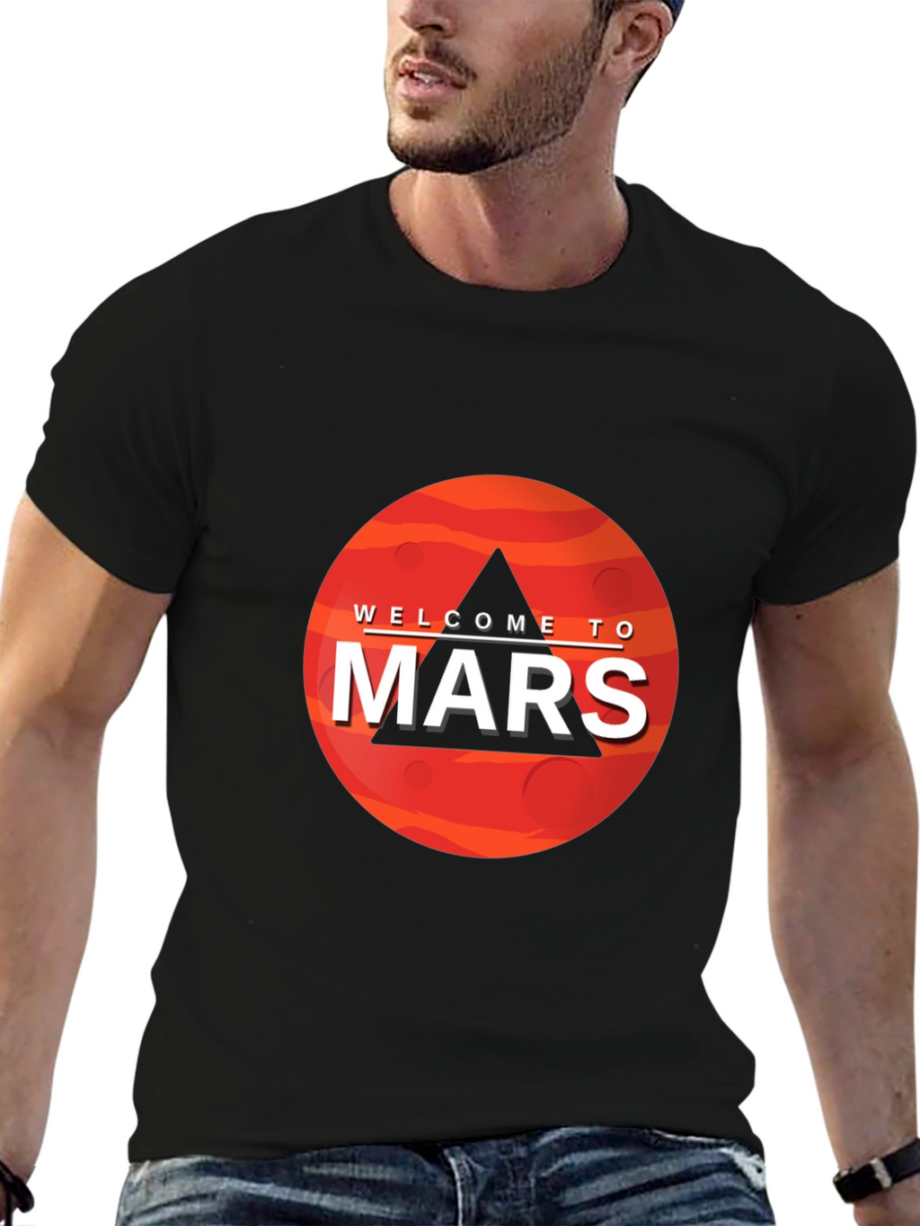 Welcome To Mars Graphic Tee - Space Adventure Shirt