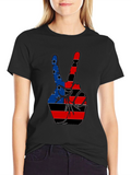 Patriotic Peace Sign Graphic Tee - Black