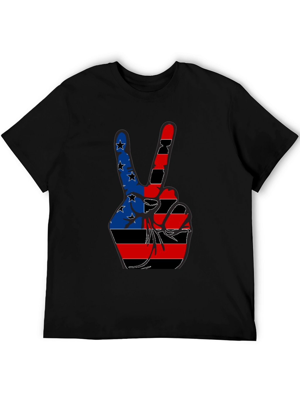 Patriotic Peace Sign Graphic Tee - Black