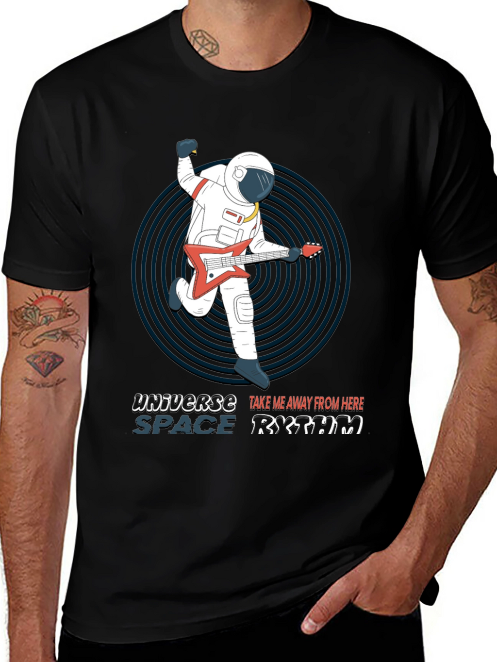 Astronaut Guitarist T-Shirt - Space Rhythm Design