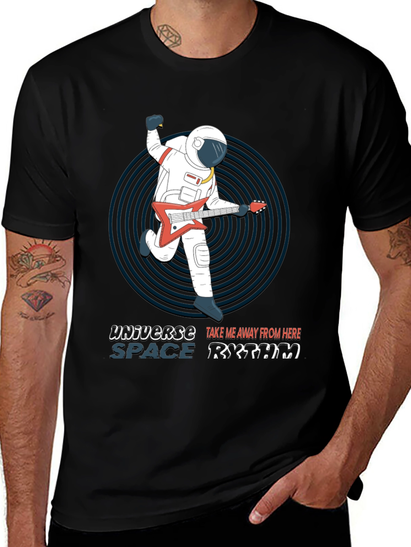 Astronaut Guitarist T-Shirt - Space Rhythm Design