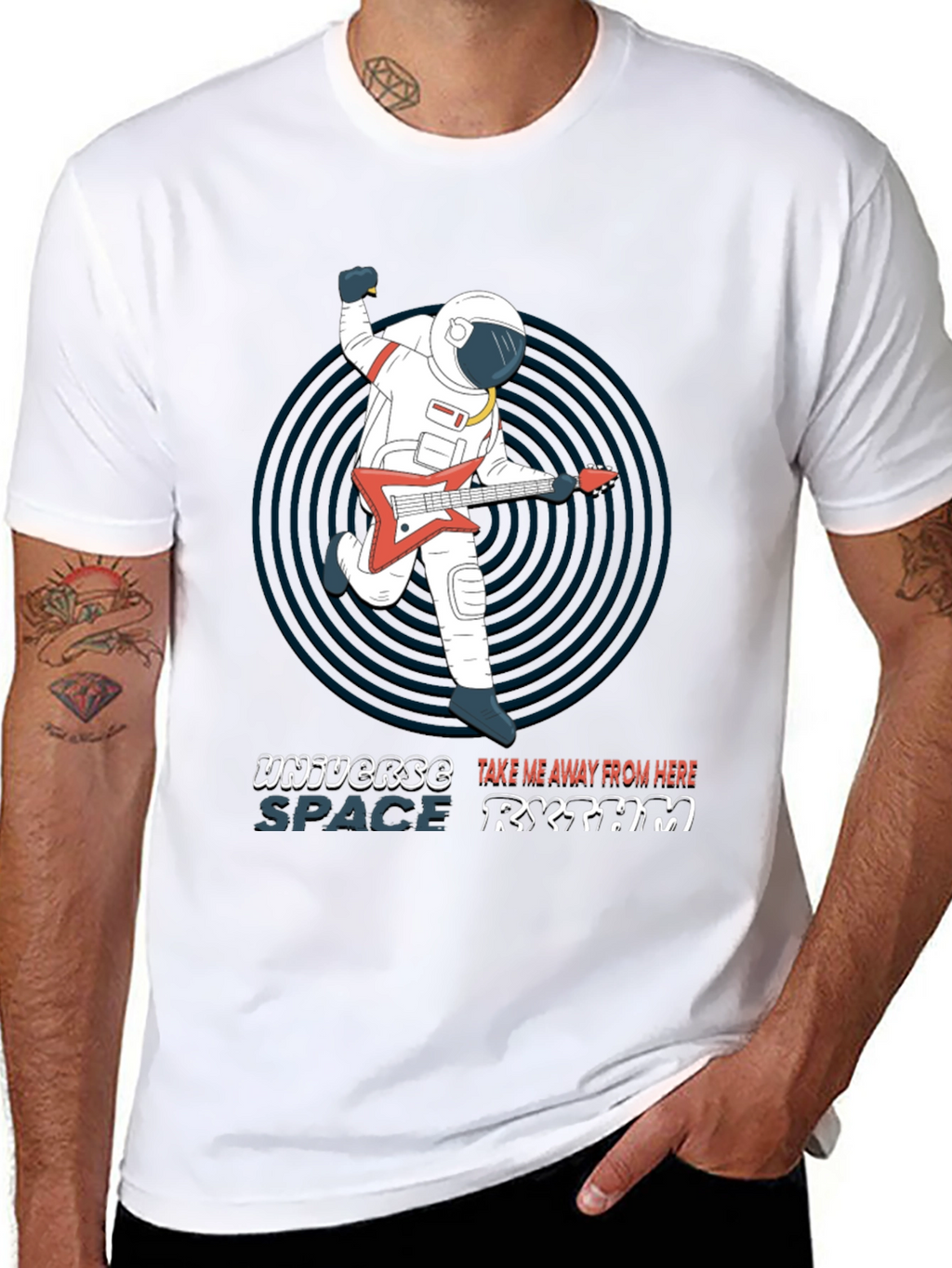 Astronaut Guitarist T-Shirt - Space Rhythm Design