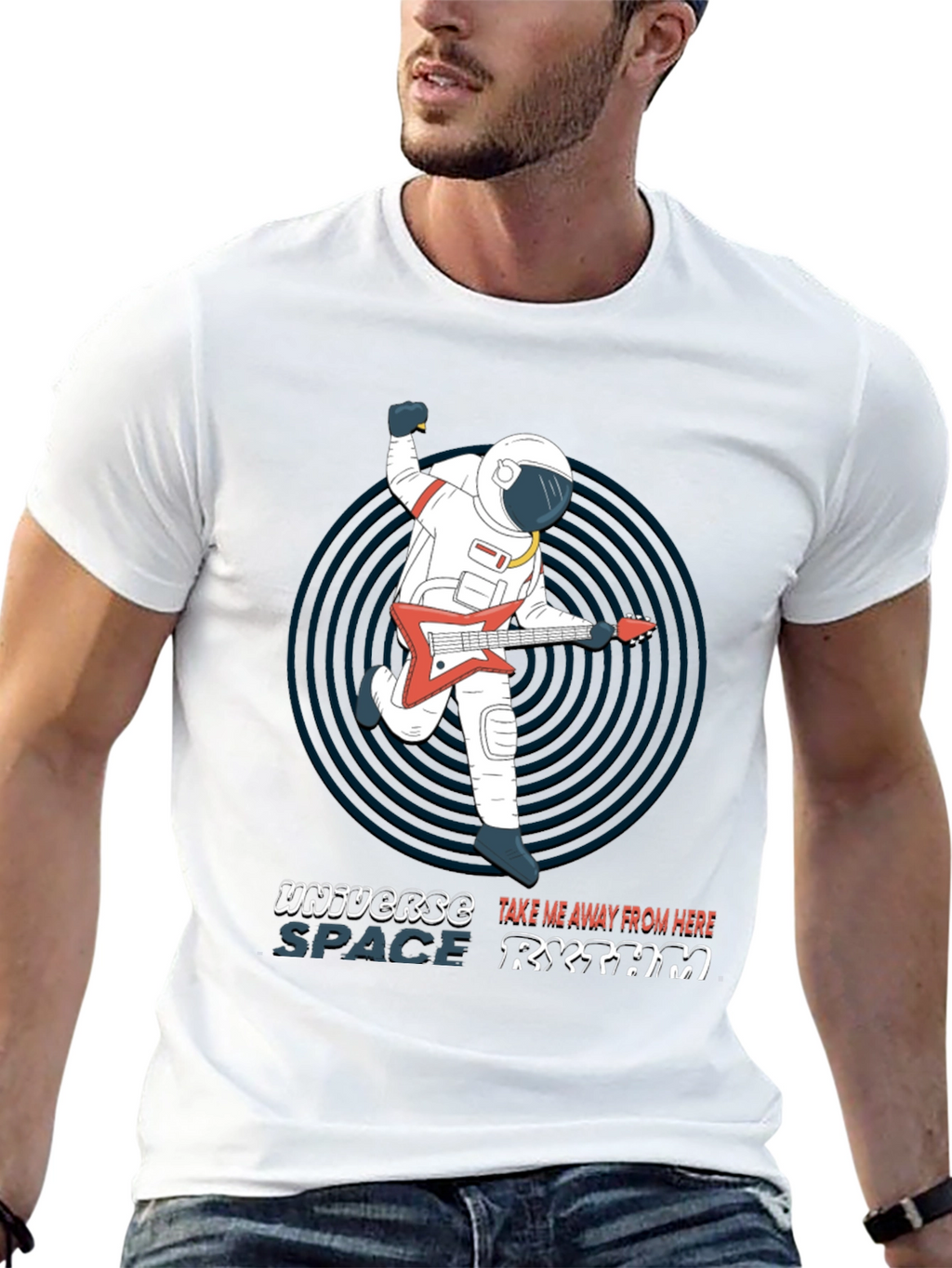 Astronaut Guitarist T-Shirt - Space Rhythm Design