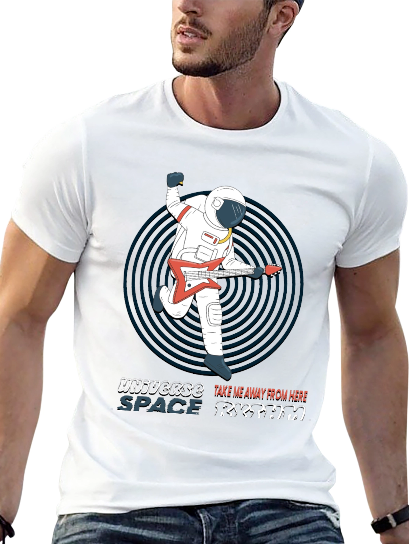 Astronaut Guitarist T-Shirt - Space Rhythm Design