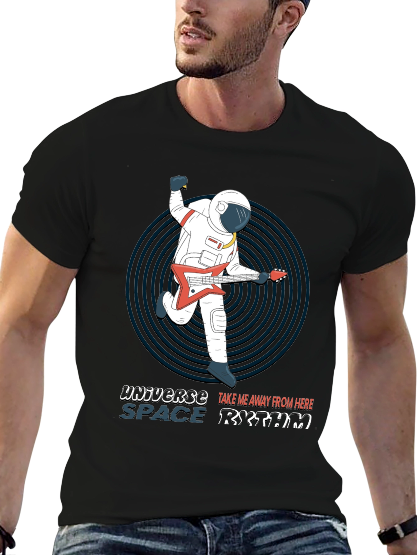 Astronaut Guitarist T-Shirt - Space Rhythm Design