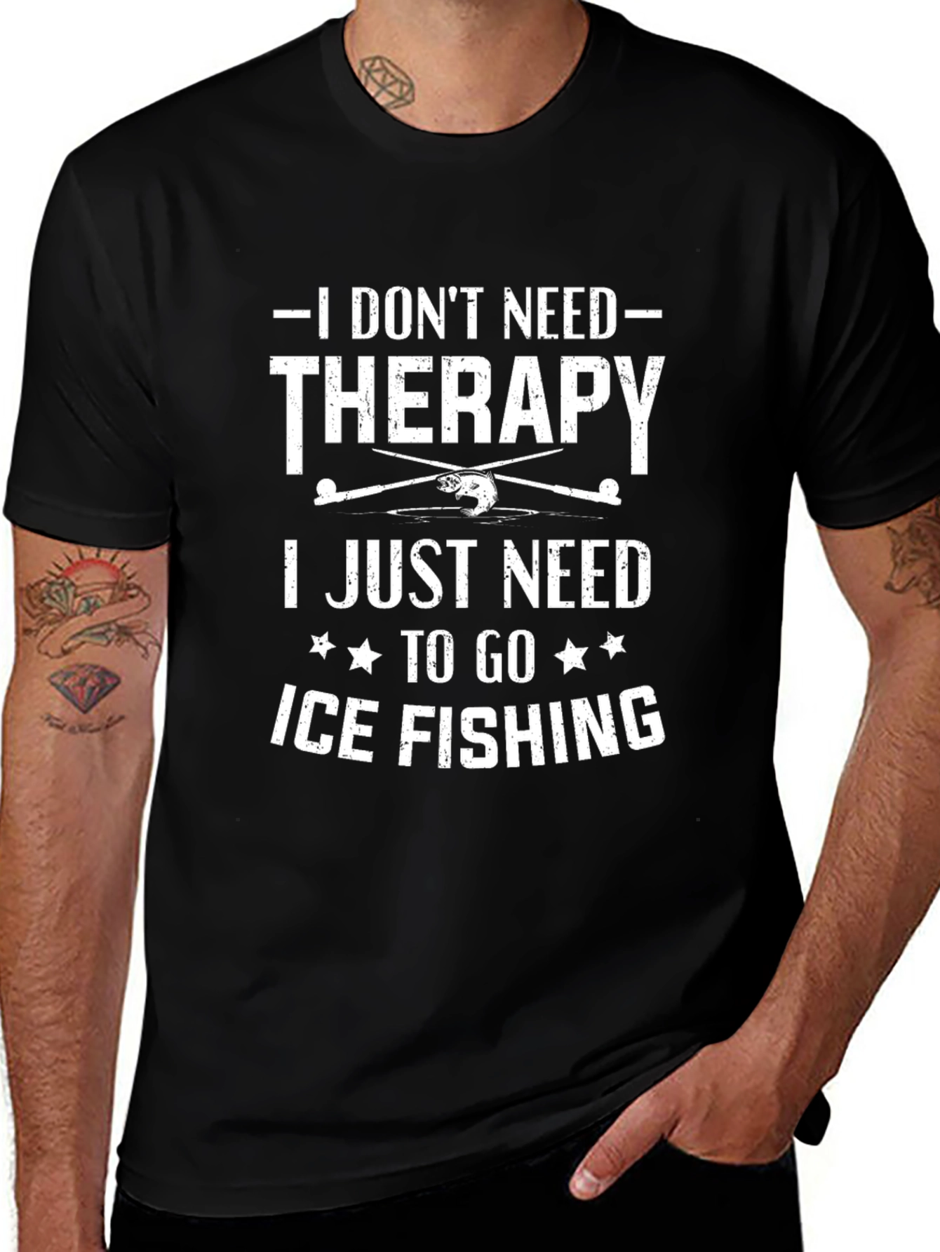 Ice Fishing Therapy T-Shirt Funny Fishing Gift