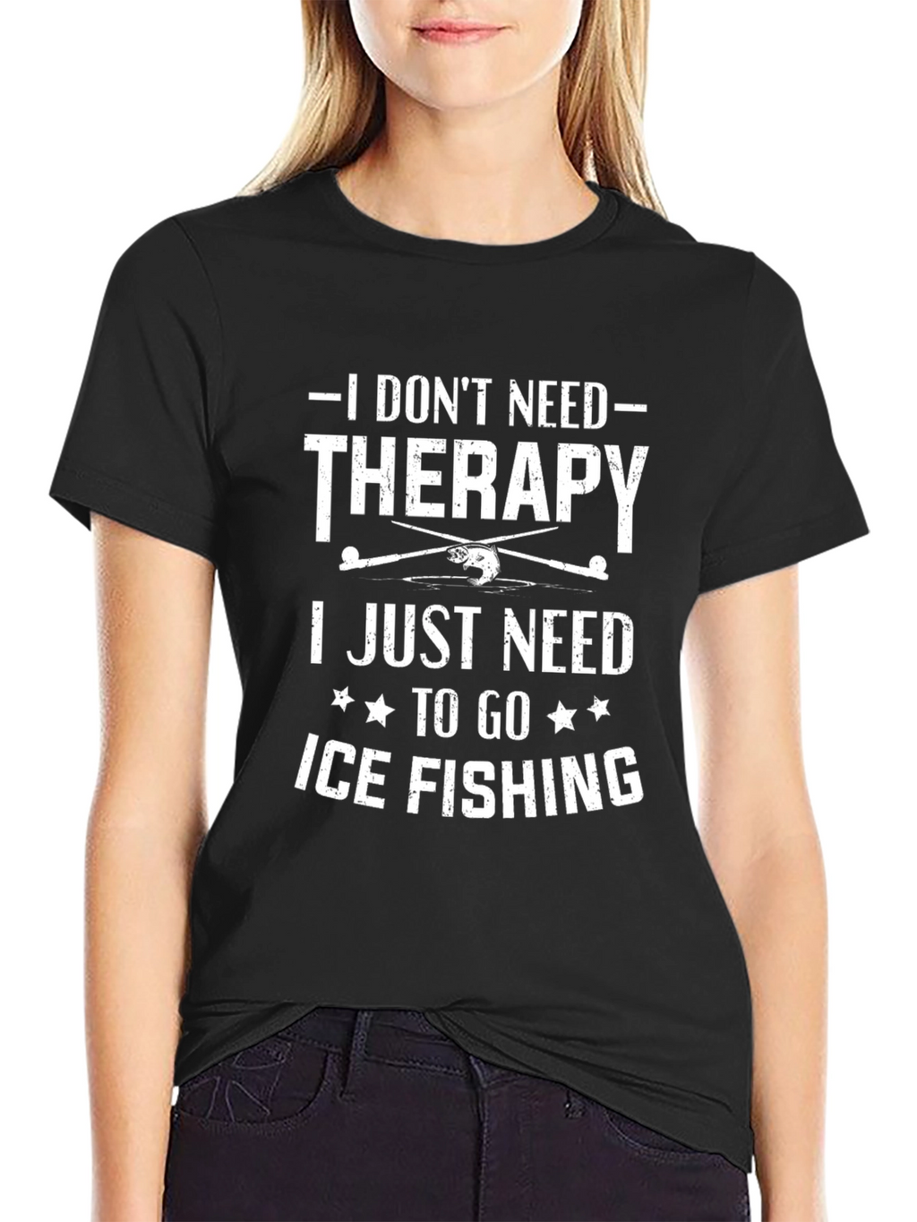 Ice Fishing Therapy T-Shirt Funny Fishing Gift