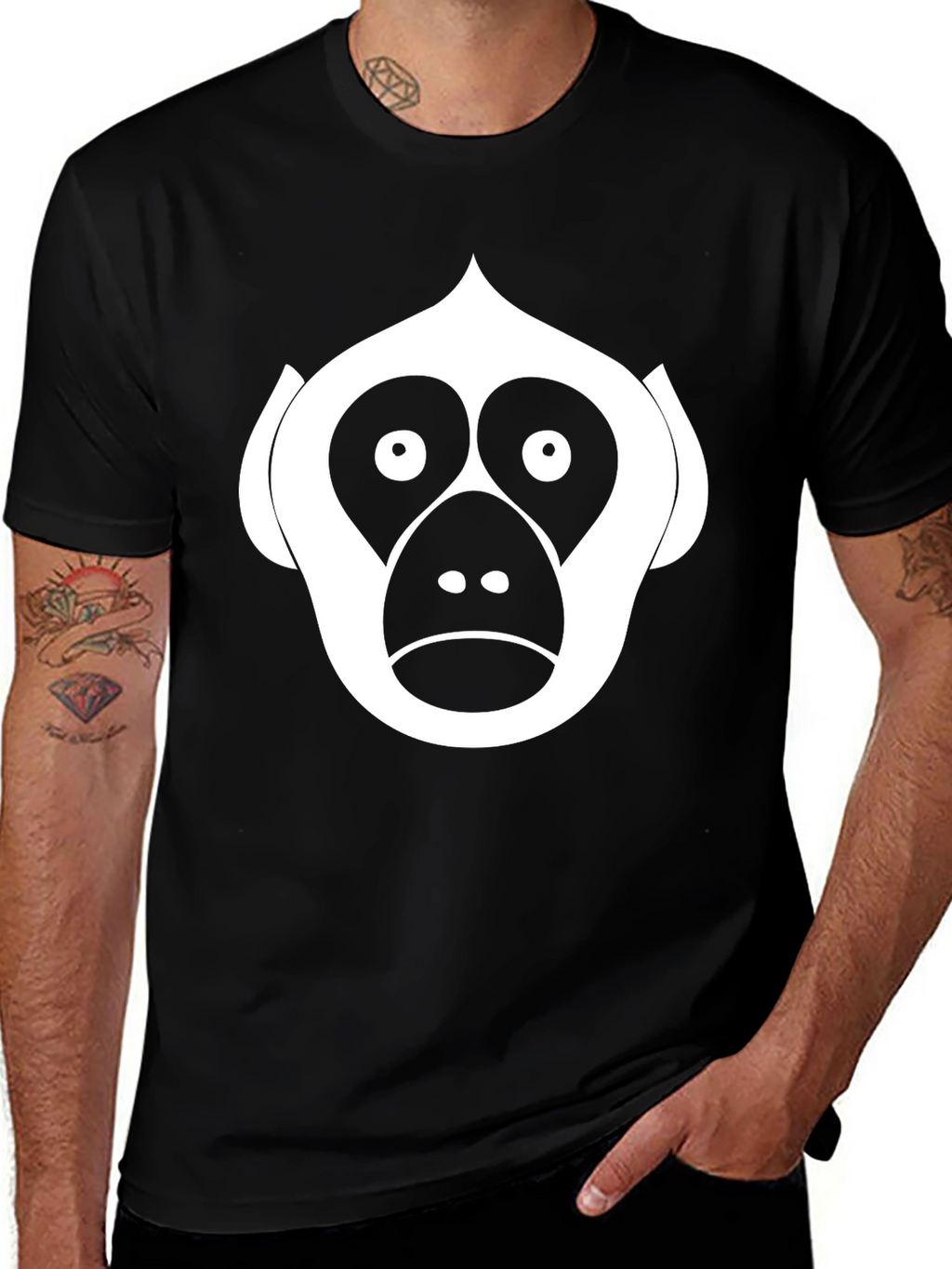 Monkey Face Graphic Tee - Black