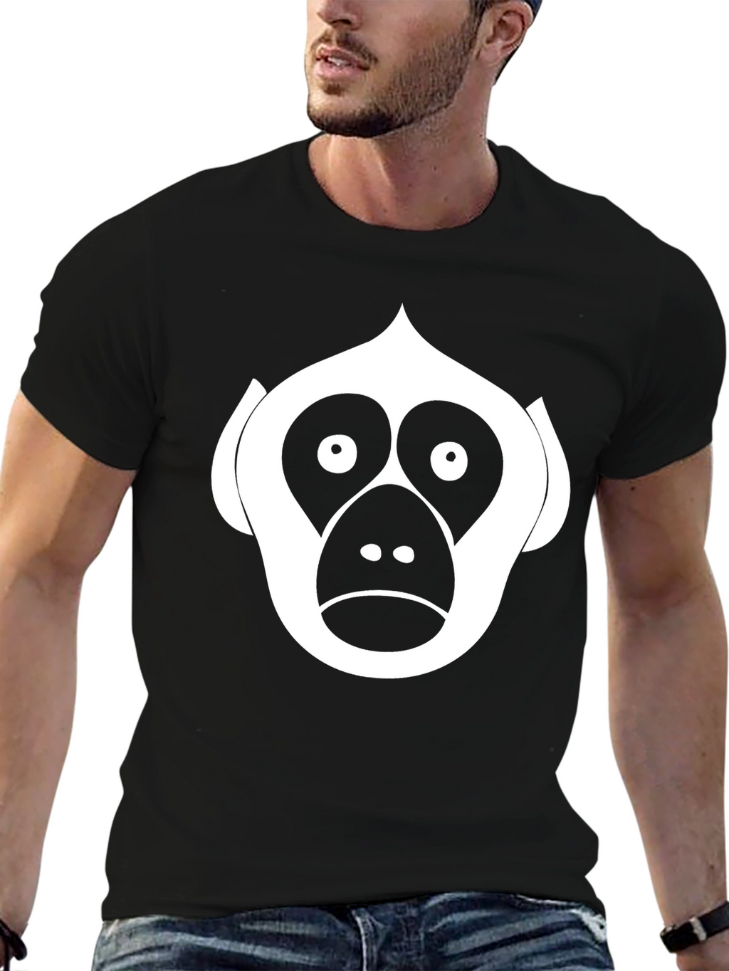 Monkey Face Graphic Tee - Black