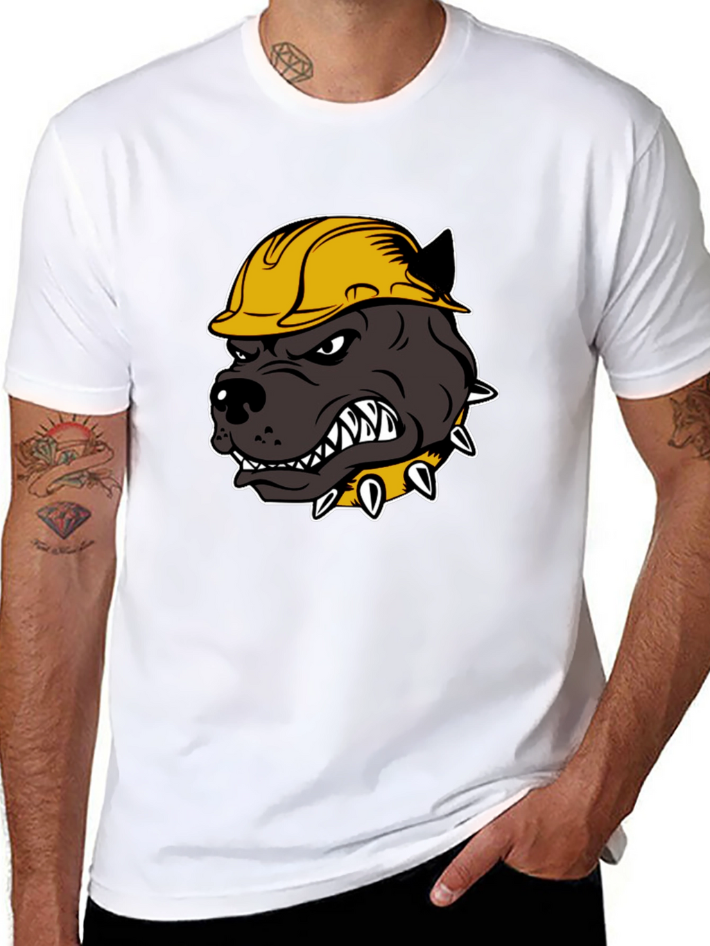 Construction Dog T-Shirt - Hard Hat Pitbull