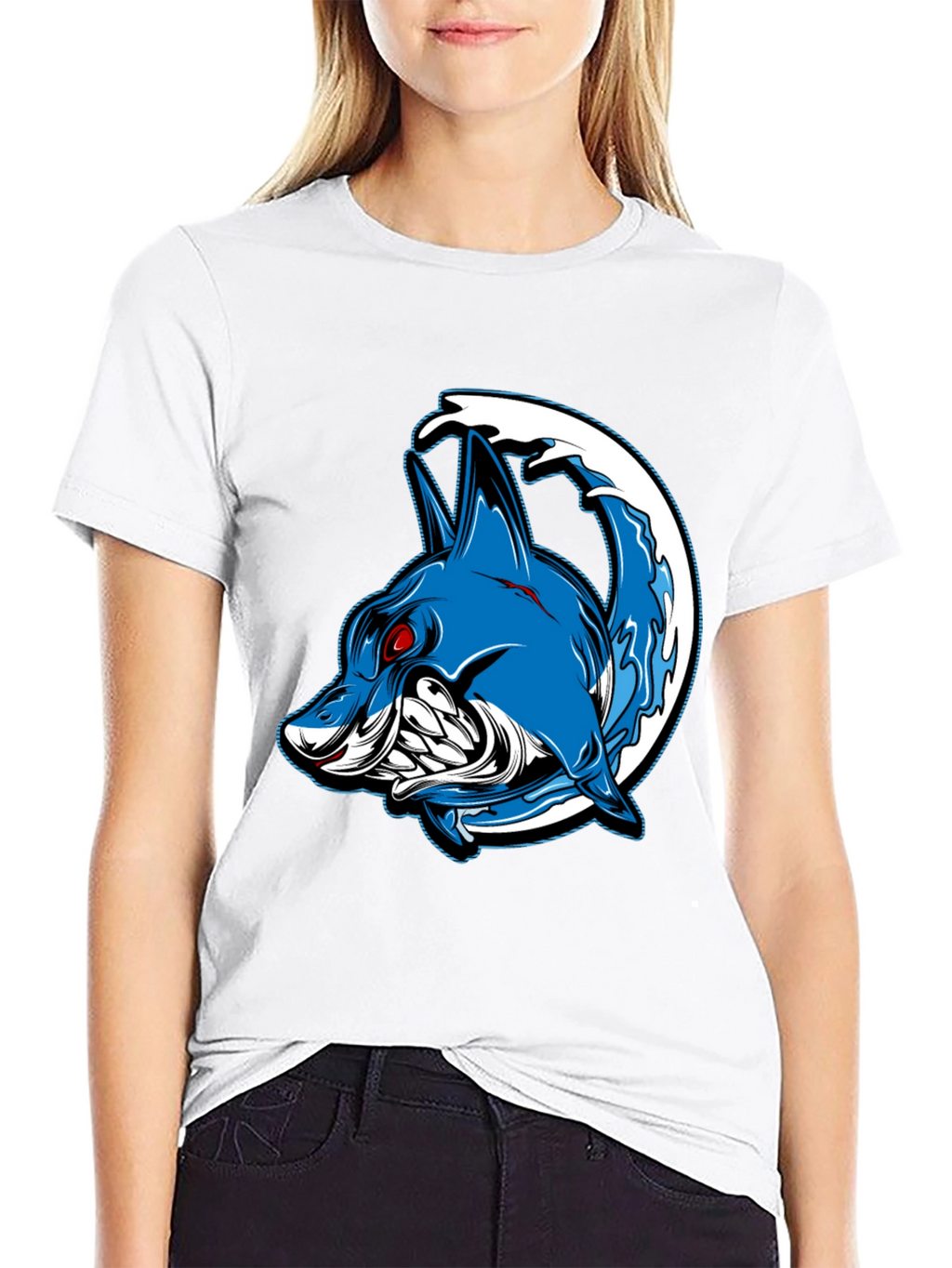 Shark Wave Graphic Tee - Mens Black T-Shirt