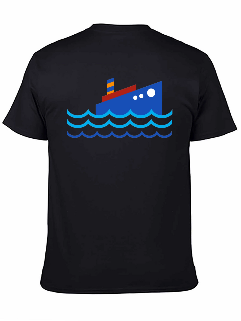 Cartoon Ship Graphic Tee - Black