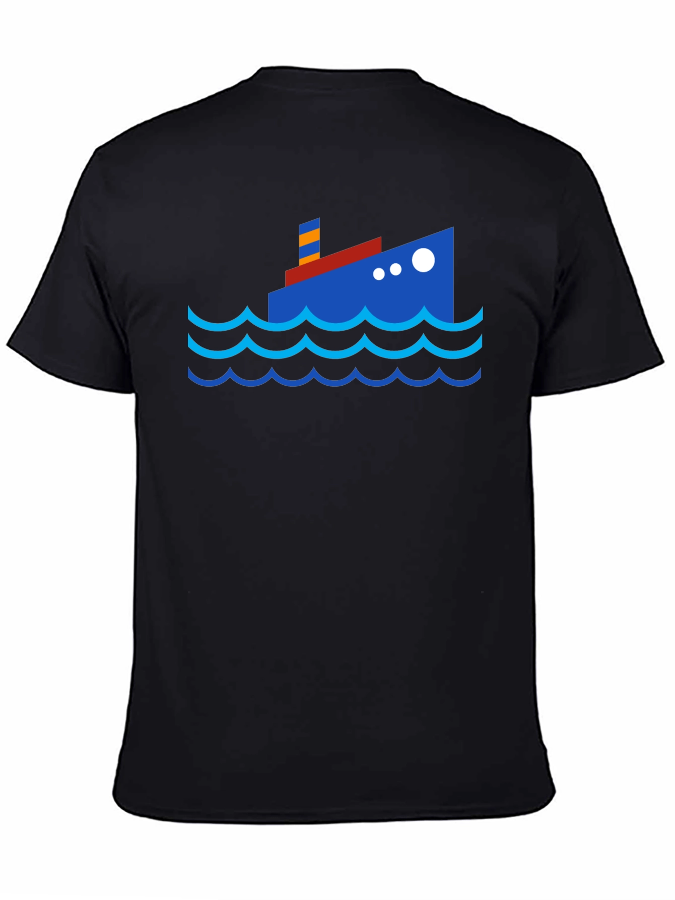 Cartoon Ship Graphic Tee - Black