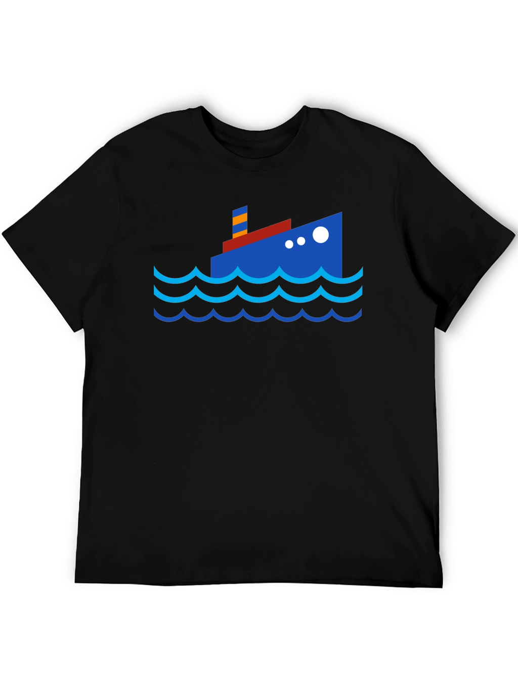 Cartoon Ship Graphic Tee - Black