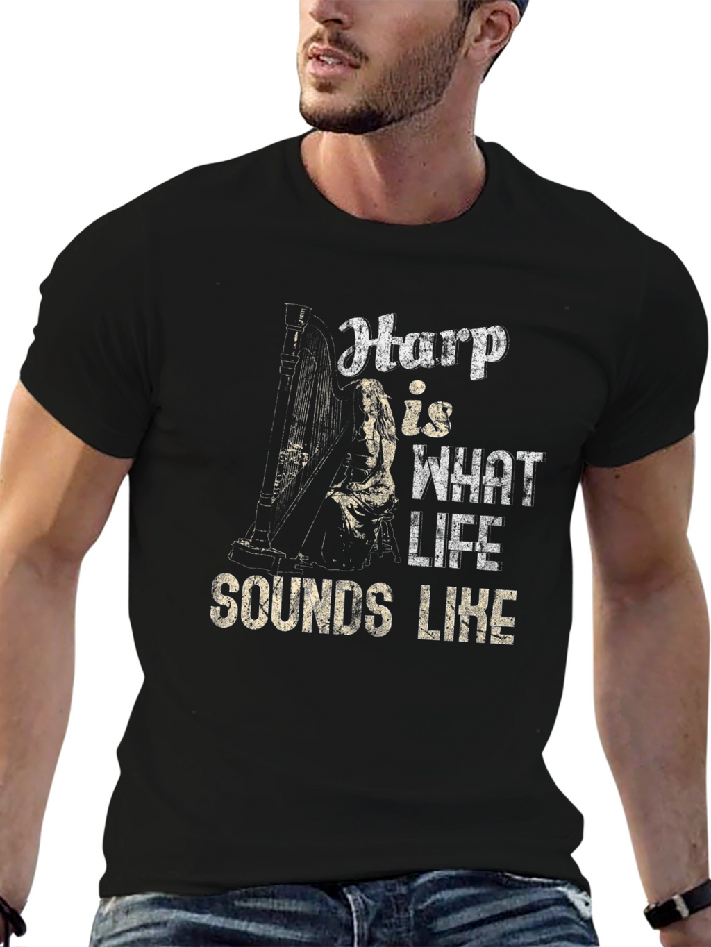 Harp Sounds Like Life T-Shirt - Music Lover Tee