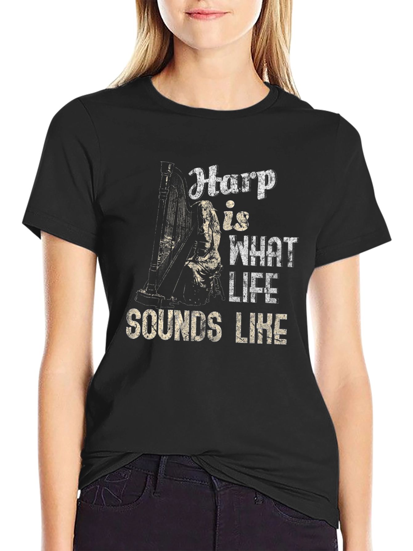 Harp Sounds Like Life T-Shirt - Music Lover Tee