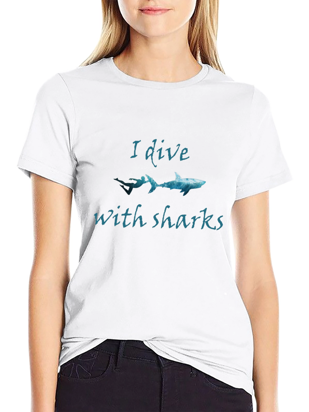 I Dive With Sharks Black Graphic Tee
