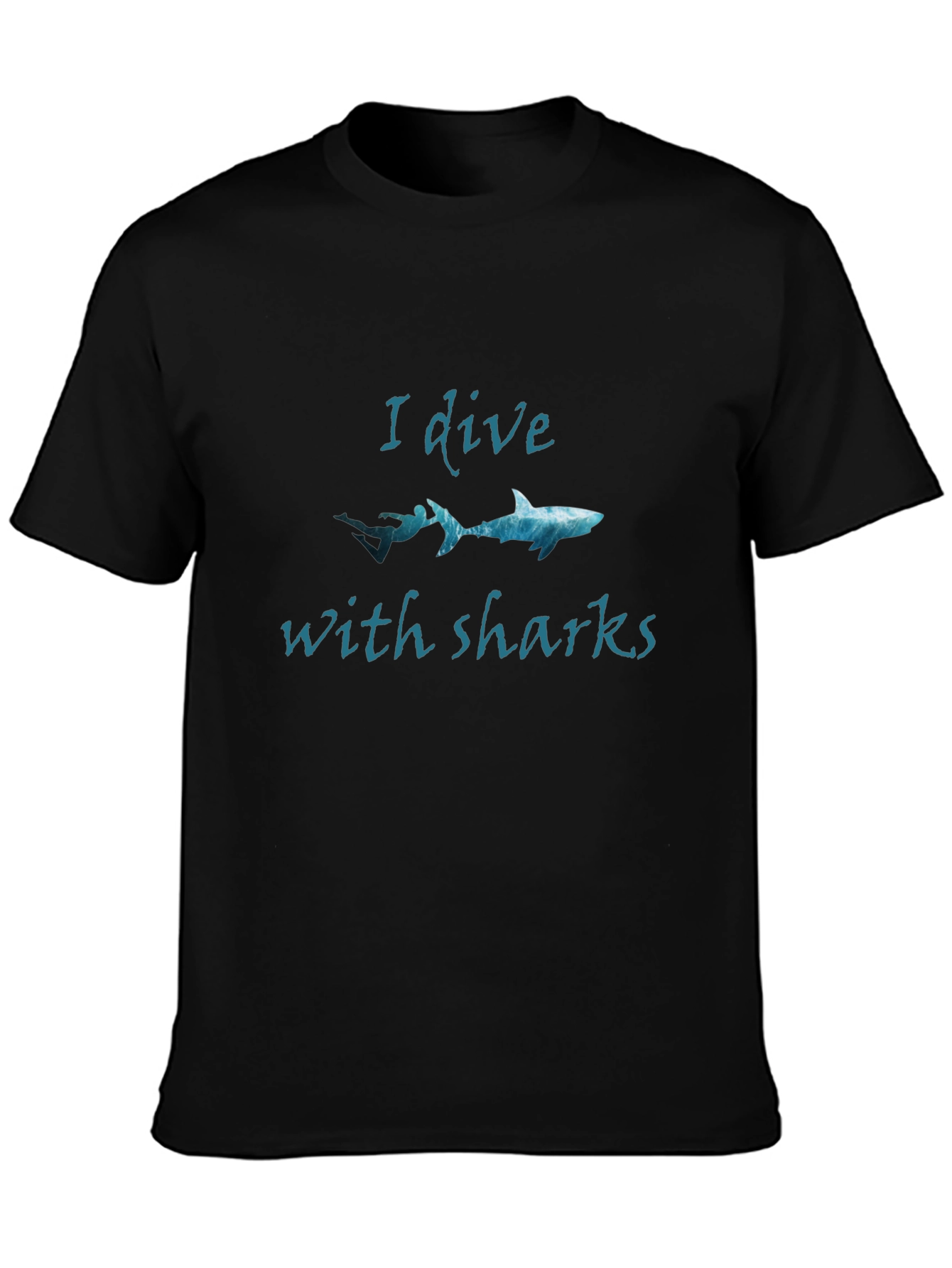 I Dive With Sharks Black Graphic Tee