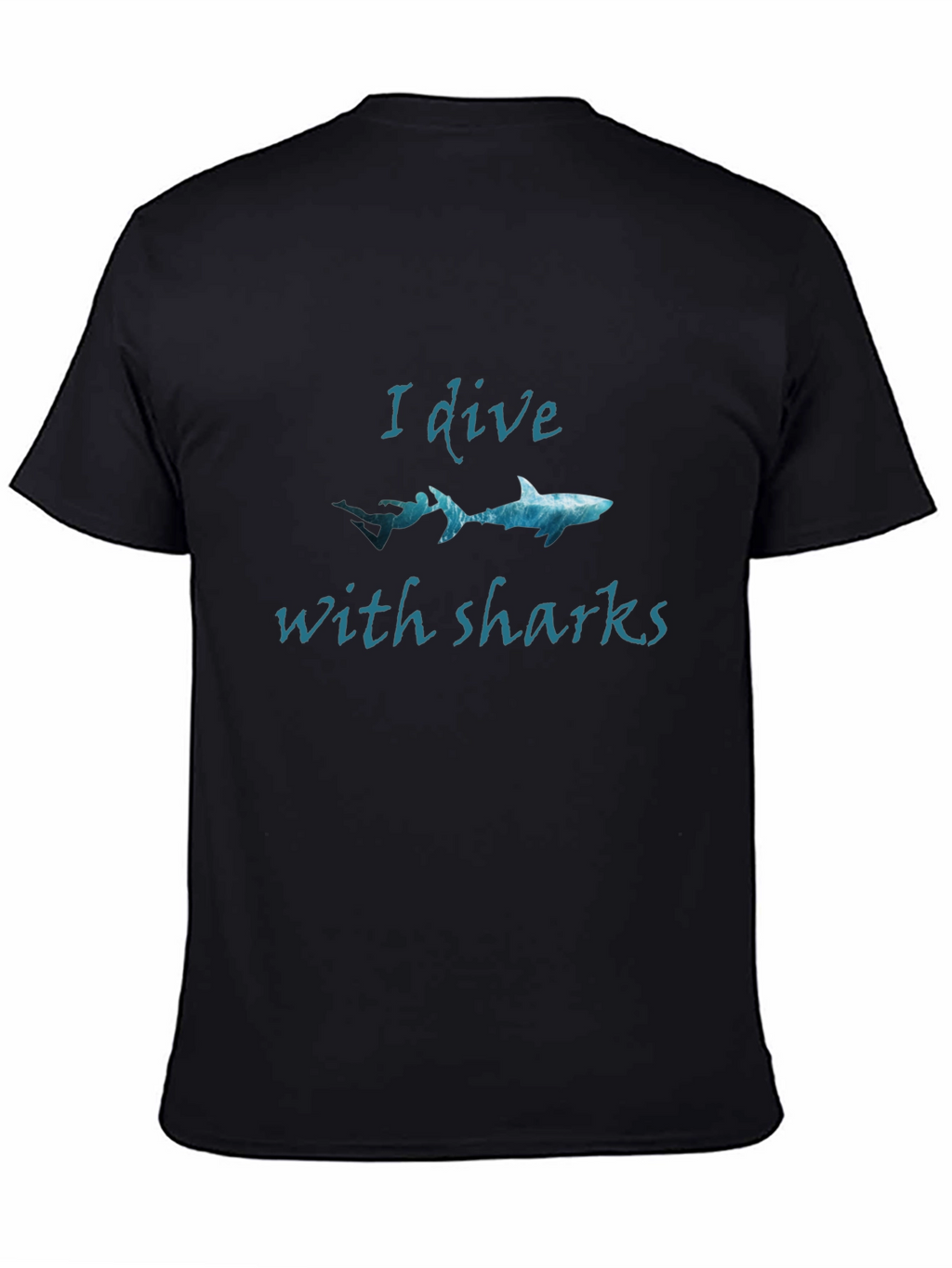 I Dive With Sharks Black Graphic Tee