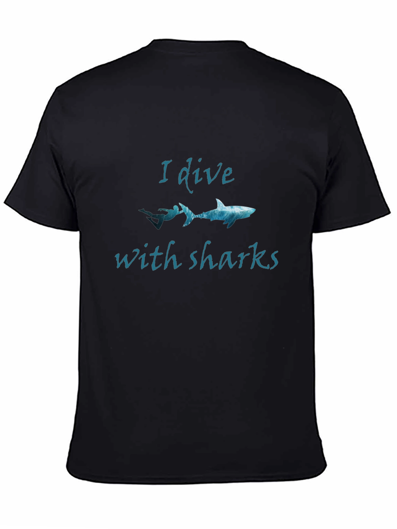 I Dive With Sharks Black Graphic Tee