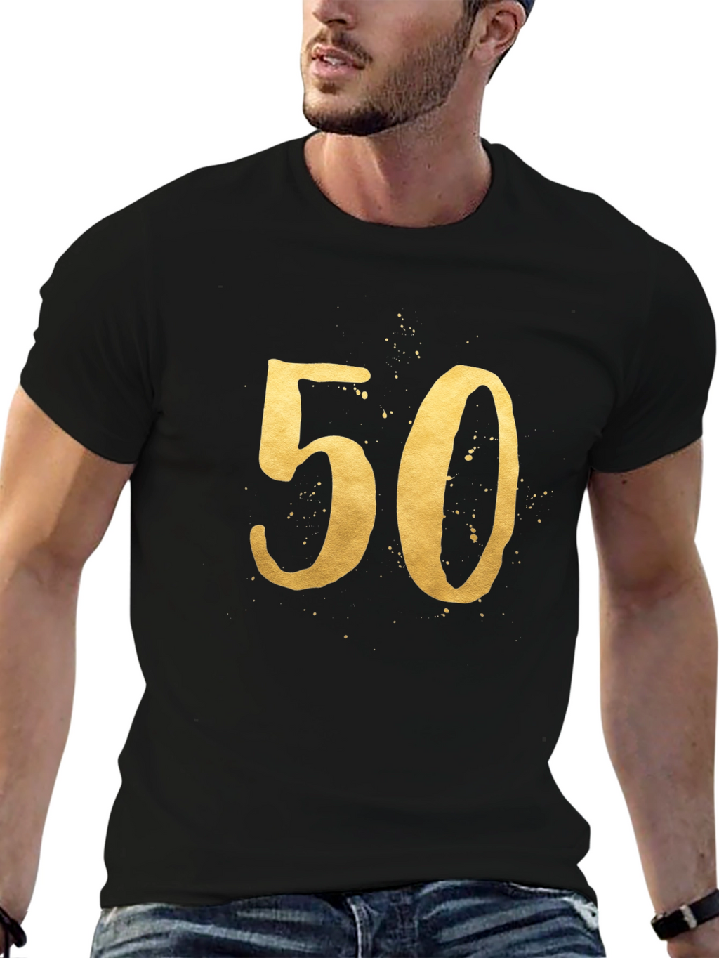 50th Birthday Gold Number Tee
